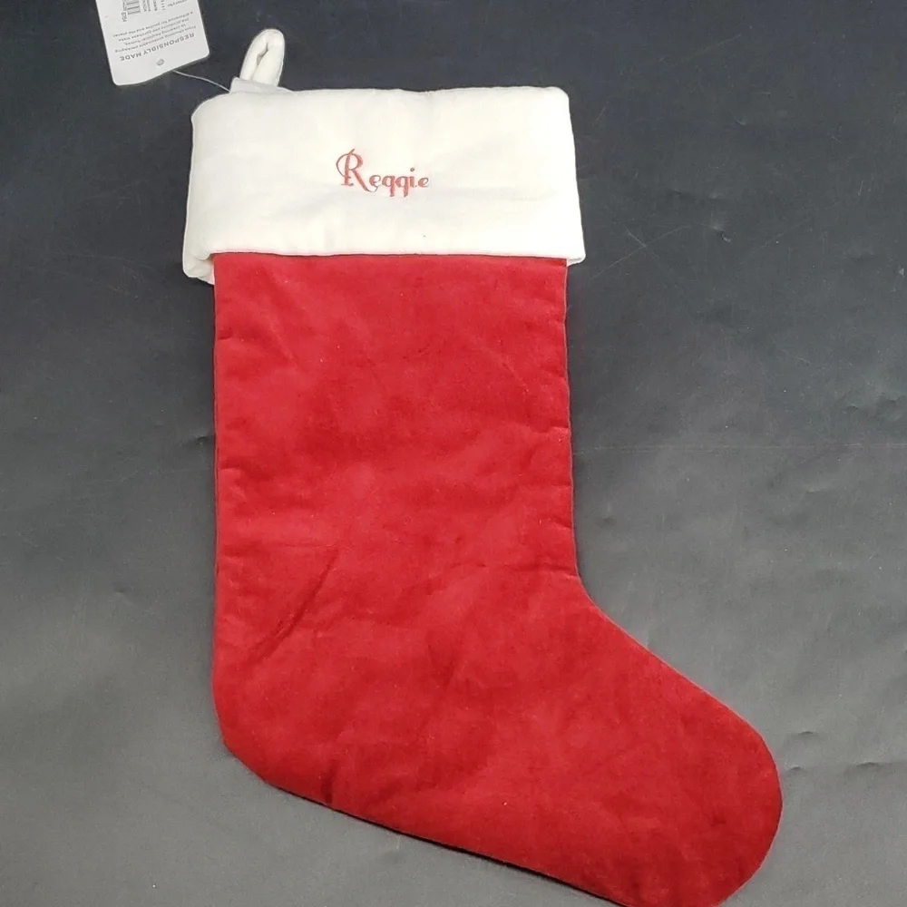 NEW REGGIE Christmas Stocking Pottery Barn Christmas Holiday Gift
